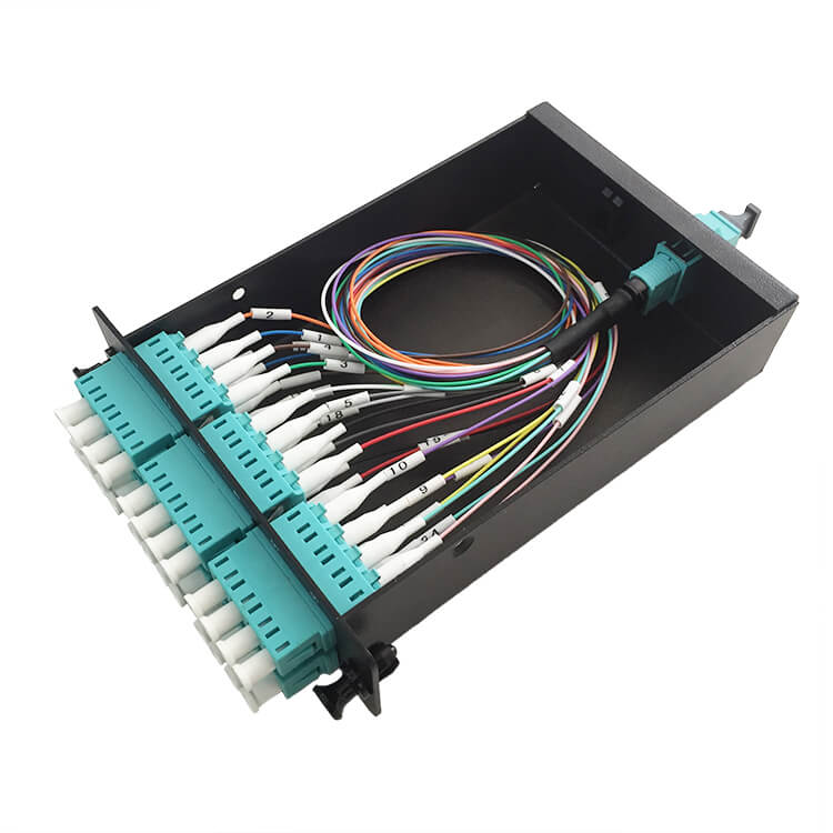 MPO Cassette Modules with 24 Core LC PC Adapter and OM4 0.3M Fiber